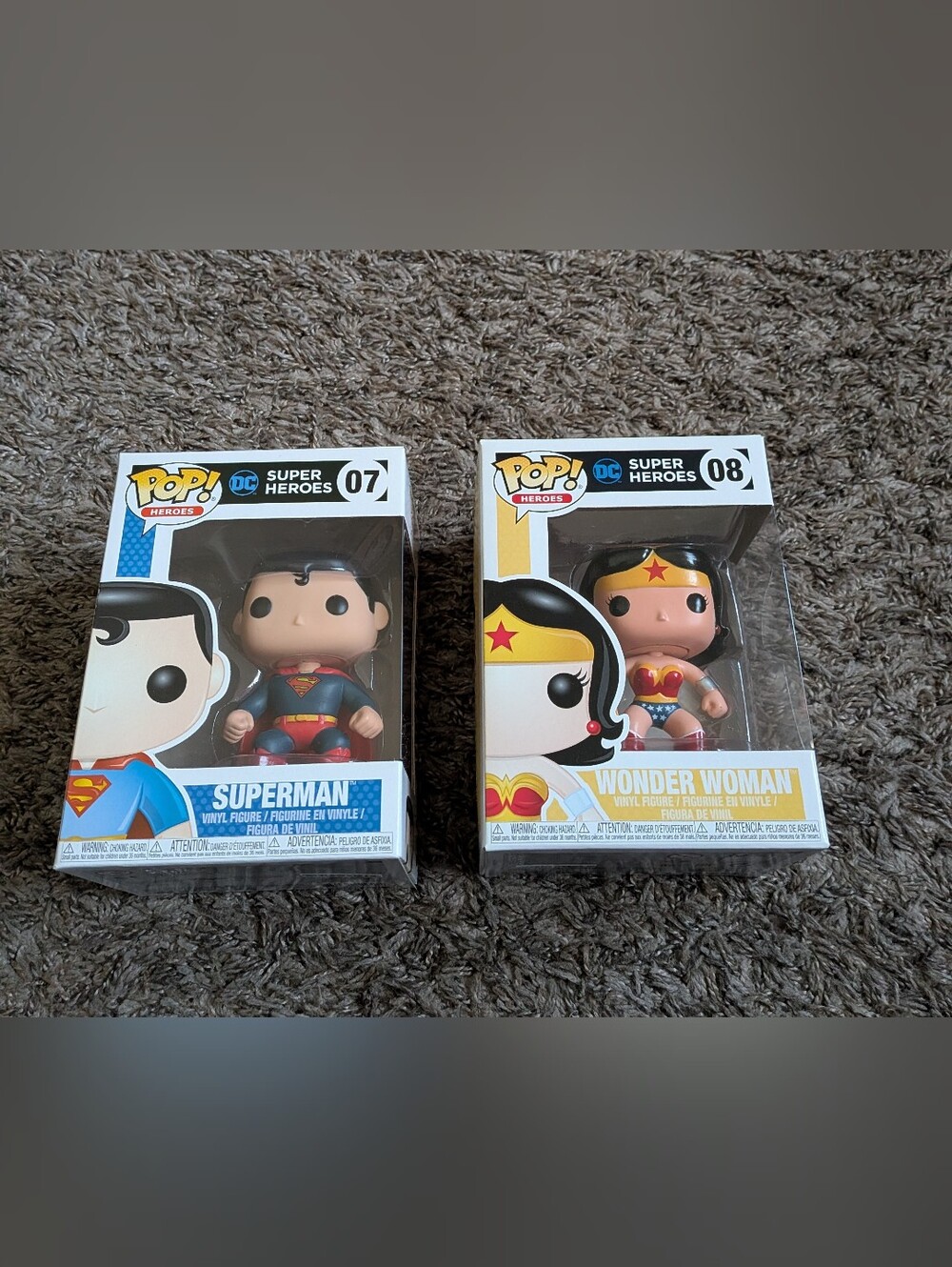 Funko DC Super Heroes Superman 07 Wonder Woman 08 Pop Lot of 2